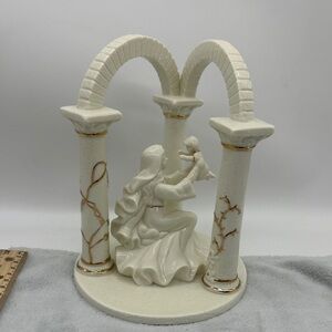 Madonna and Child White & Gold Porcelain Collectible Scene Figurine/2 Arches